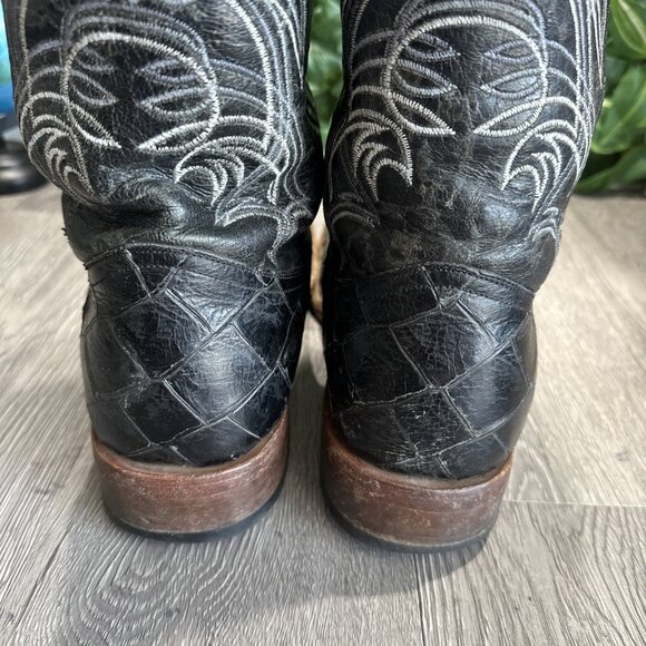 Tanner Mark Boots Mens TM205539 Print Fish Black Top Made in Mexico Size 9.5 - Picture 6 of 10